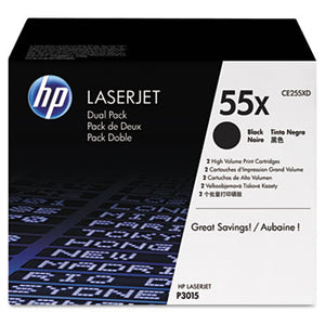 HP 55X (CE255XD) Black High Yield 2-pack Original LaserJet Toner Cartridges (25000 Yield)