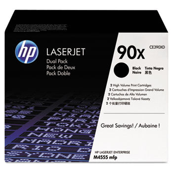 HP 90X, (CE390X-D) 2-Pack High-Yield Black Original LaserJet Toner Cartridges