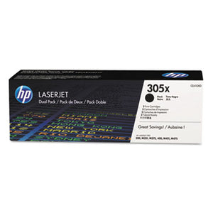 HP 305X, (CE410X-D) 2-Pack High-Yield Black Original LaserJet Toner Cartridges