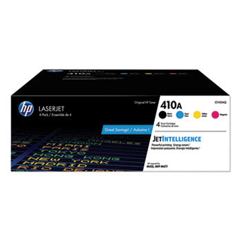 HP 410A, (CF410A-Q) 4-Pack Black/Cyan/Magenta/Yellow Original LaserJet Toner Cartridges