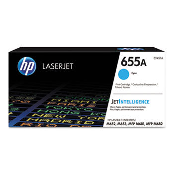 HP 655A, (CF451A) Cyan Original LaserJet Toner Cartridge